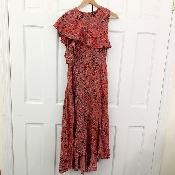 Maje Ruffled Leopard-print Crepe Midi Dress In Multi - Picture 11 of 15